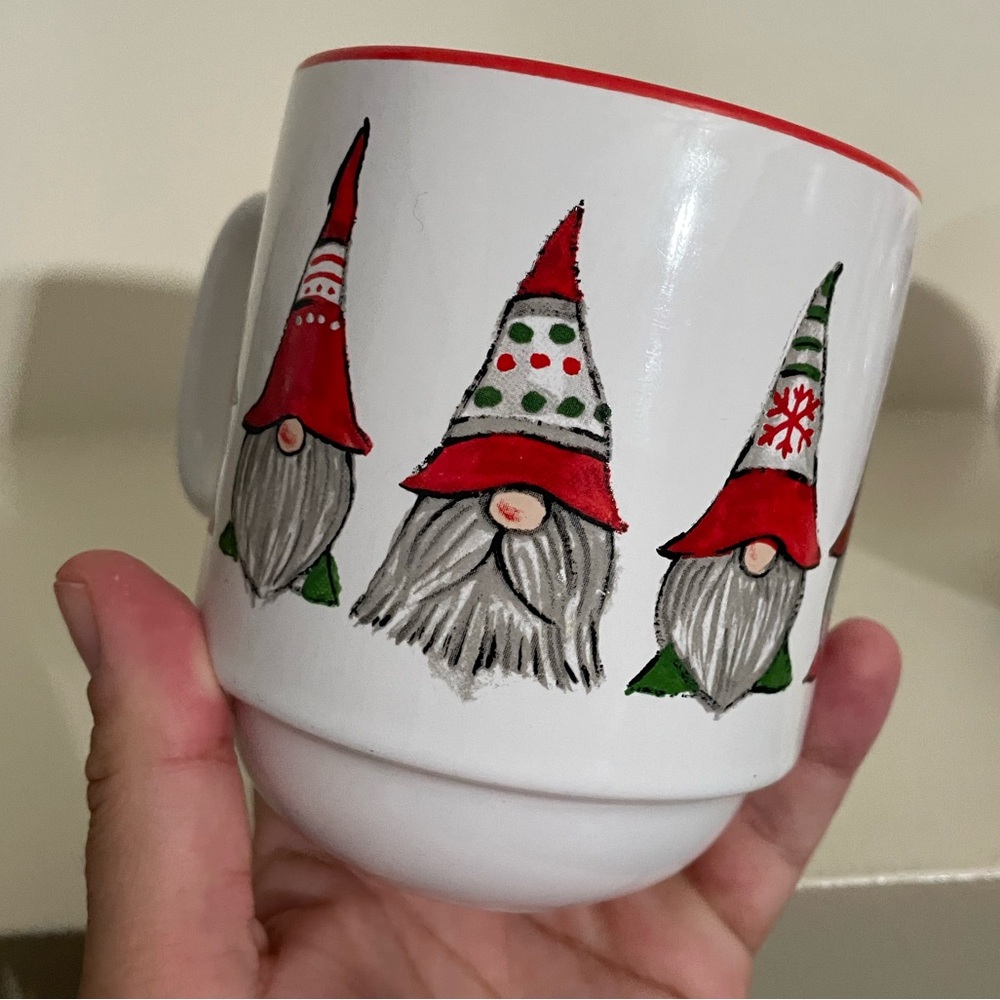 3 PEPPERMINT & PINE Stackable Gnome Christmas Mugs